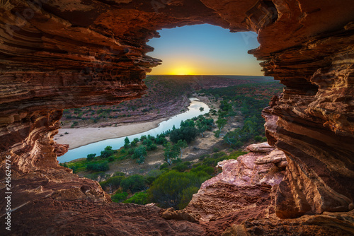 sunrise at natures window in kalbarri national park, western australia 1