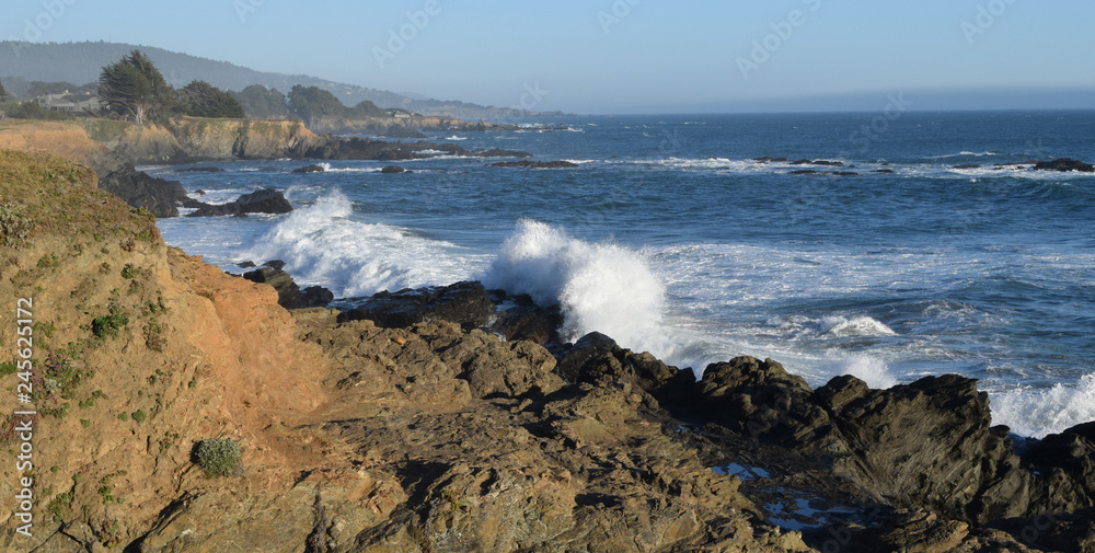 Waves crashing in high surf at Sea Ranch, CA