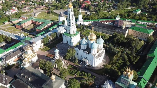 Panoramic view of unique monastery complex of Trinity Lavra of St. Sergius in sunny day, Sergiev Posad, Moscow region, Russia
 photo