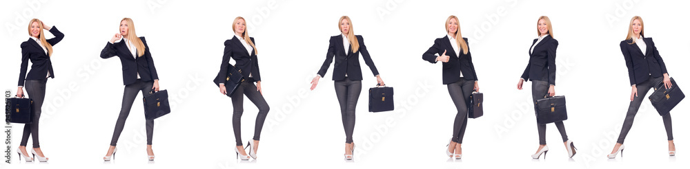 Beautiful woman with briefcase isolated on white Beautiful woman with briefcase isolated on white