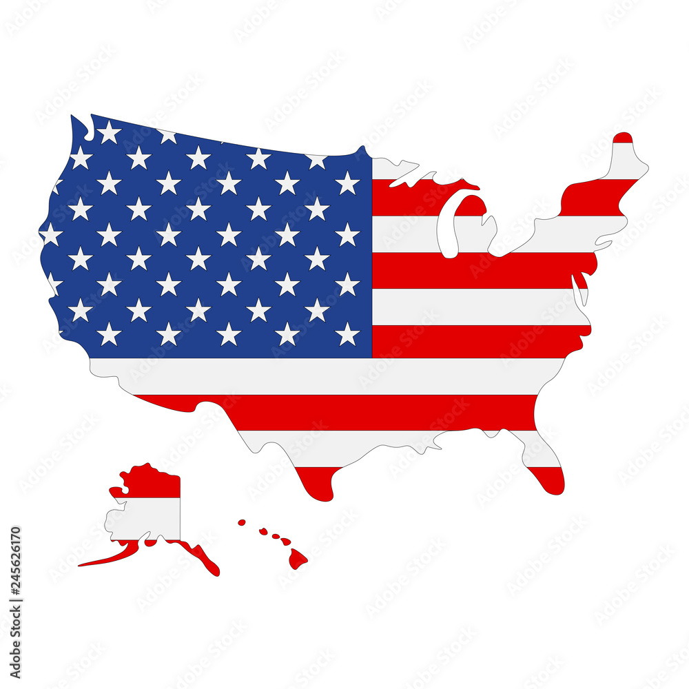 map of USA - flag map of USA - flag