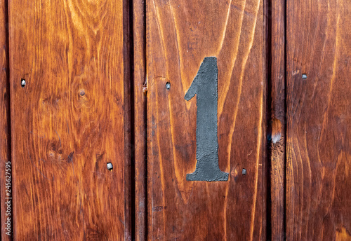 Canvas Print number 9 on door of storage room for tenants in century-old apartment building i