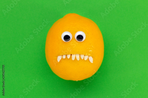 sad lemon face with eyes and teeth