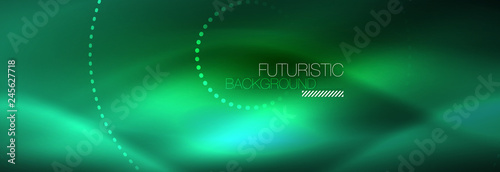 Blue neon dotted circles abstract background, technology energy