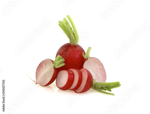 Red radish isolated on white background. photo