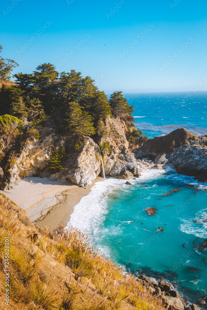 McWay Falls at sunset, Big Sur, California, USA