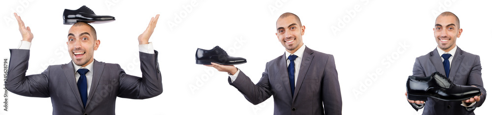 Man with shoes isolated on white Man with shoes isolated on white