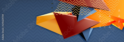 3d triangular shapes geometric background. Origami style pattern with triange shapes for decorative design. Poster design. Line design. Modern presentation template