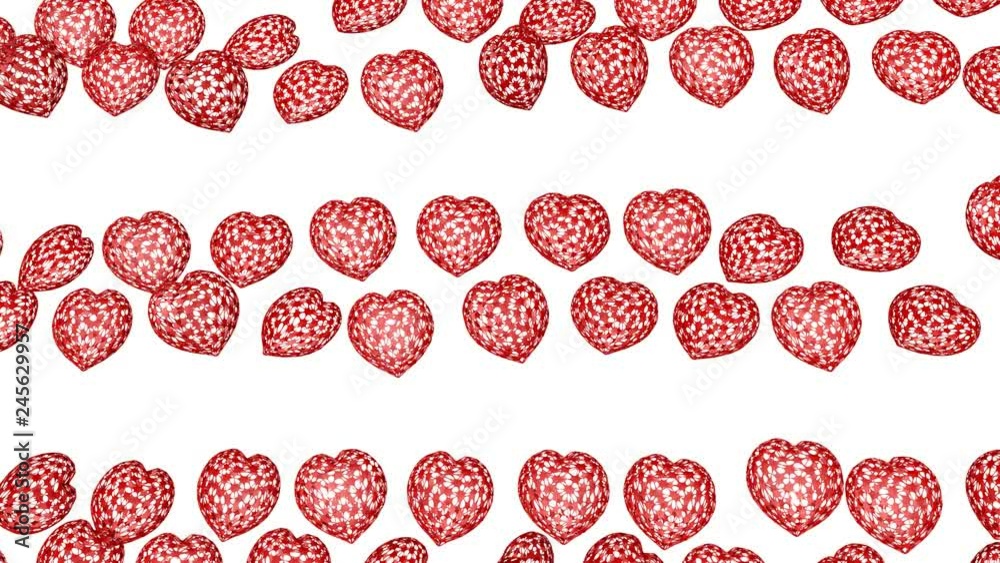 Three-dimensional openwork hearts moving on a white background. Animated screensaver. 3d render Three-dimensional openwork hearts moving on a white background. Animated screensaver. 3d render