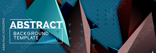 3d triangular shapes geometric background. Origami style pattern with triange shapes for decorative design. Poster design. Line design. Modern presentation template