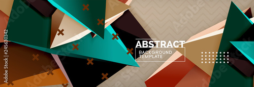 Vector 3d triangular shapes abstract background, origami futuristic template with lines