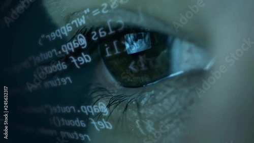 Man learning python code with futuristic hologram