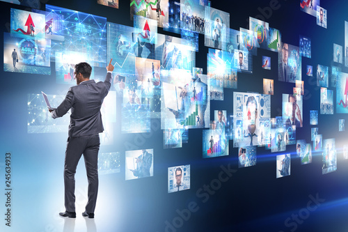 Concept of streaming video with businessman