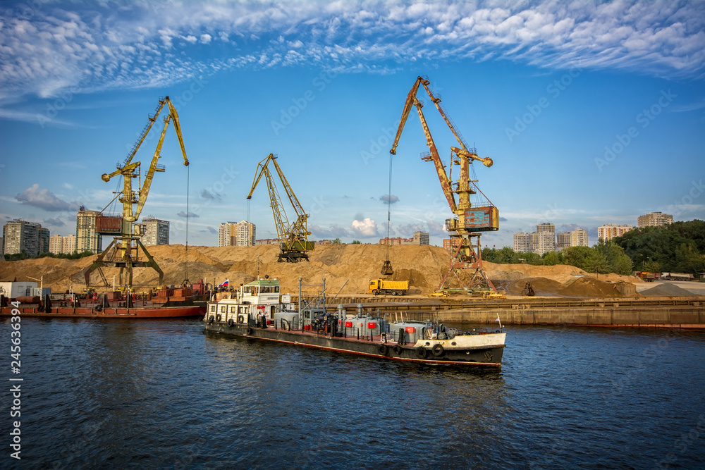 Cargo port on the river