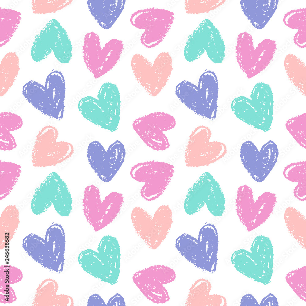 Seamless pattern with hand drawn hearts. Valentine's day background. Seamless pattern with hand drawn hearts. Valentine's day background.