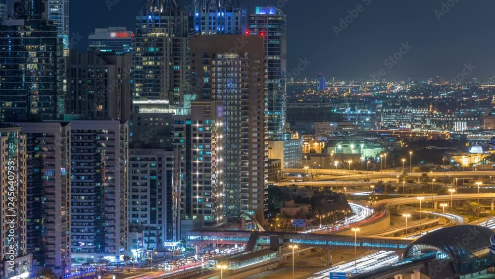 Fantastic rooftop skyline of Dubai marina timelapse. Fantastic rooftop skyline of Dubai marina timelapse.