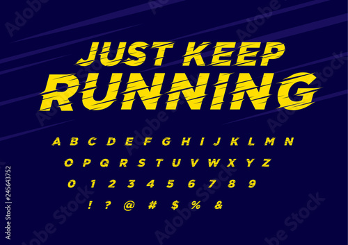 Stylized speed line vector alphabet