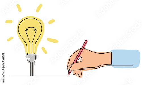 continuous line drawing of hand creating a new idea