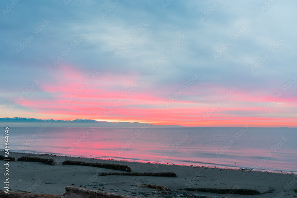 Sunset Over Washington's Olympic Mountains and The Strait of Juan de Fuca