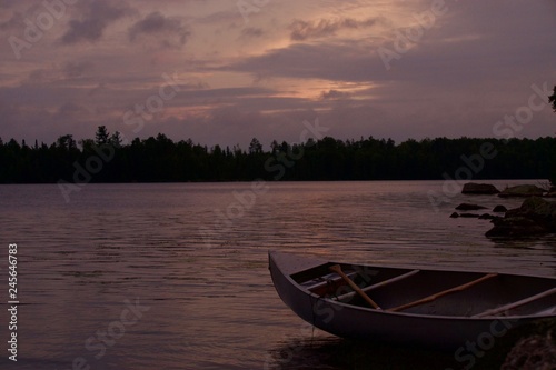 Canoe on a lakeshore