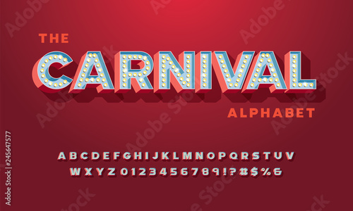 Retro alphabet design with light bulbs