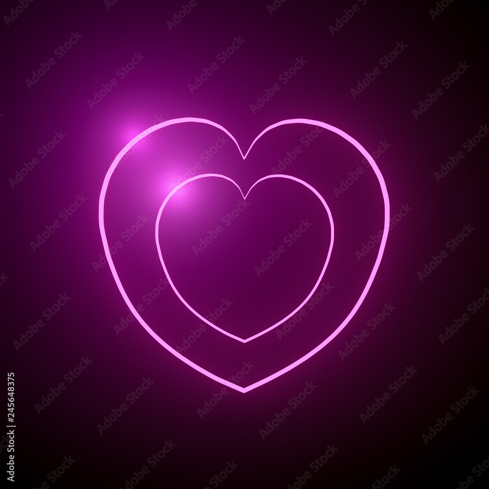 Neon hearts background,3D rendering Neon hearts background,3D rendering