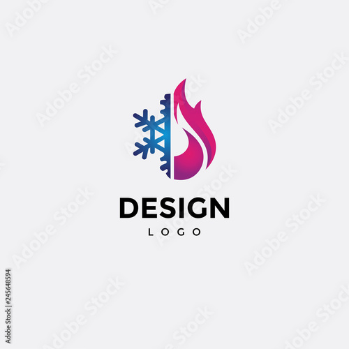 Vector logo design,icon Colorful fire and cold snow