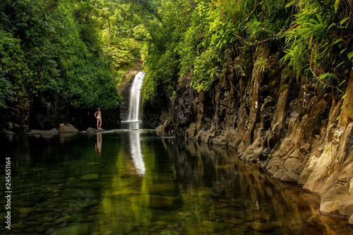 Wainibau Waterfall at the end of Lavena Coastal Walk on Taveuni Island, Fiji