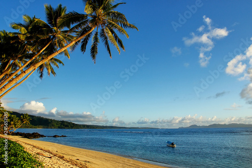 Sandy beach in Lavena village on Taveuni Island, Fiji © donyanedomam