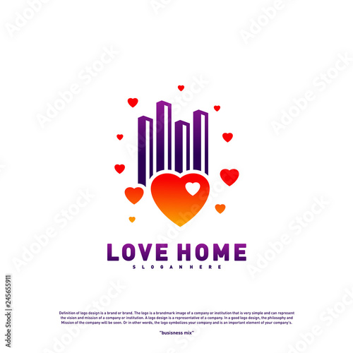 Modern City Love Logo Design Concept. Business Love Building Logo Vector Template
