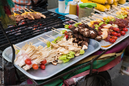 Street food Thailand Grilled mushrooms & BBQ © Nopphon