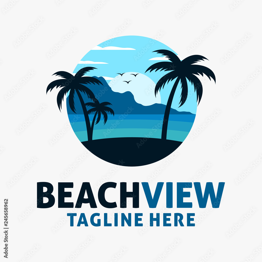 Beach view logo design