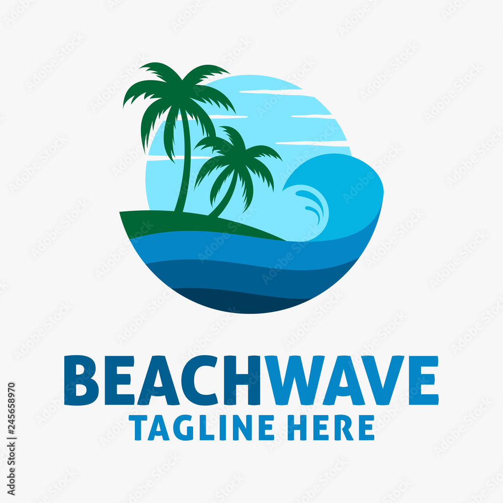 Wave beach logo design