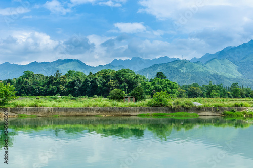 The river and rural scenery in spring