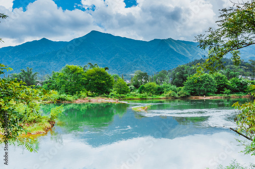 The river and countryside scenery in spring