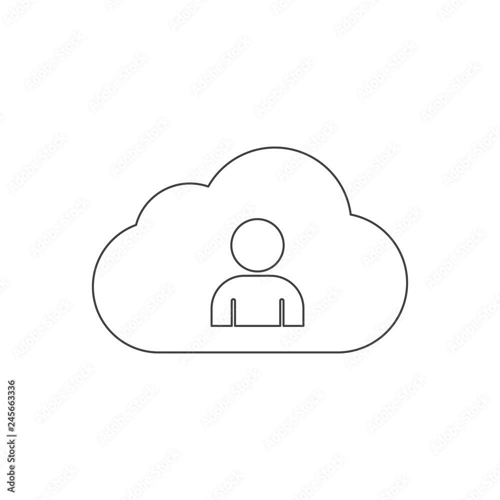 cloud and person outline icon vector design illustration cloud and person outline icon vector design illustration