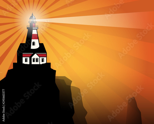 Old Lighthouse Stands on Rocks