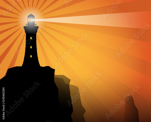 Old Lighthouse Stands on Rocks