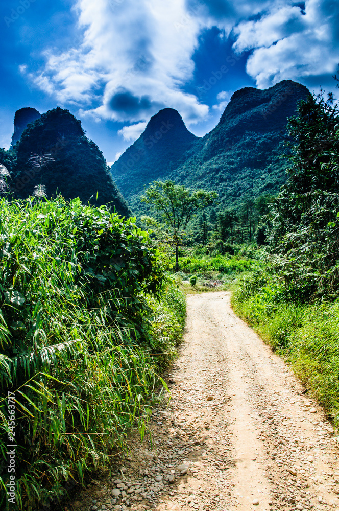 Beautiful  mountains scenery with blue sky
