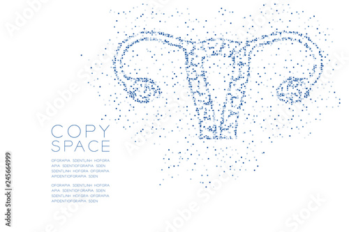 Ovary and uterus shape Abstract Geometric Square box pixel pattern, Medical Science Organ concept design blue color illustration isolated on white background with copy space, vector eps 10