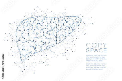 Liver shape Abstract Geometric Circle dot pixel pattern, Medical Science Organ concept design blue color illustration isolated on white background with copy space, vector eps 10