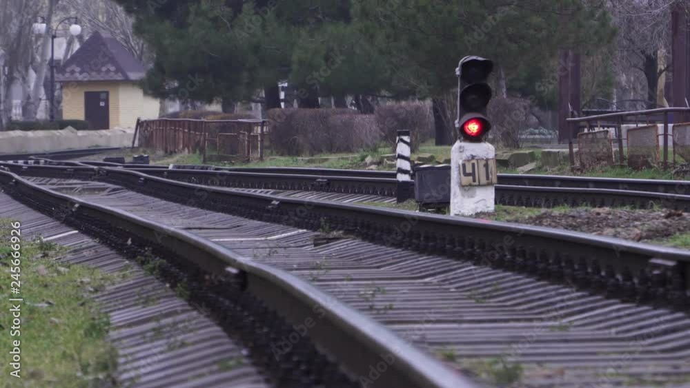 Rails stretching into the distance for a turn in 4k Rails stretching into the distance for a turn in 4k