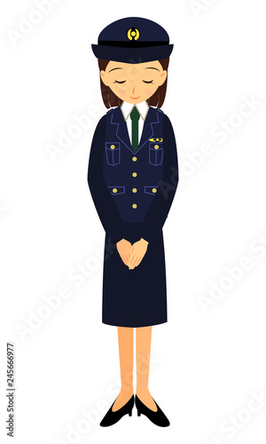 お辞儀をする　女性警察官