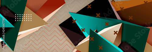 Vector 3d triangular shapes abstract background, origami futuristic template with lines