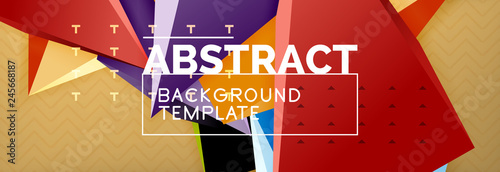 Vector 3d triangular shapes abstract background, origami futuristic template with lines