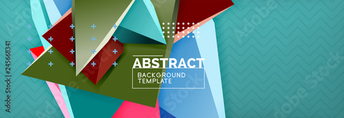 Vector 3d triangular shapes abstract background, origami futuristic template with lines