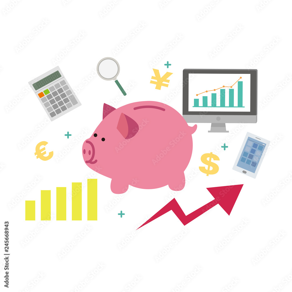 ぶた貯金箱 イラスト 貯金 お金 お小遣い へそくり Stock Vector Adobe Stock