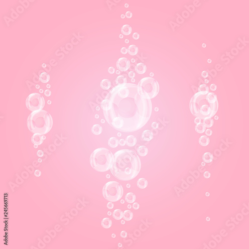 Bubbles underwater set isolated on pink