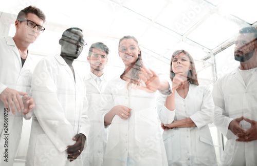 closeup of a doctor-pharmacists and colleagues working in the laboratory.