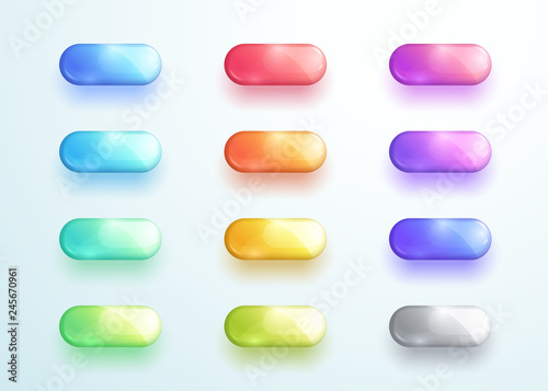 Wallpaper Mural Glossy Pill Button Shape Icon Vector Elements Set Torontodigital.ca